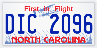 NC license plate DIC2096