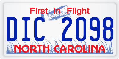 NC license plate DIC2098