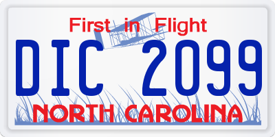 NC license plate DIC2099