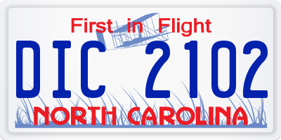 NC license plate DIC2102