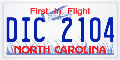 NC license plate DIC2104
