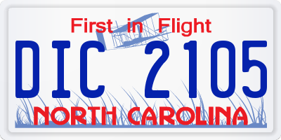 NC license plate DIC2105