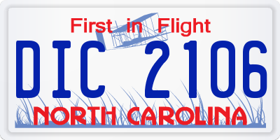 NC license plate DIC2106