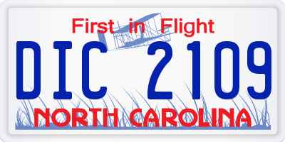NC license plate DIC2109