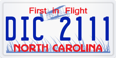 NC license plate DIC2111