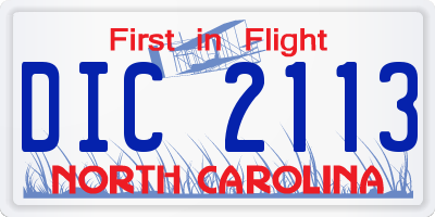 NC license plate DIC2113