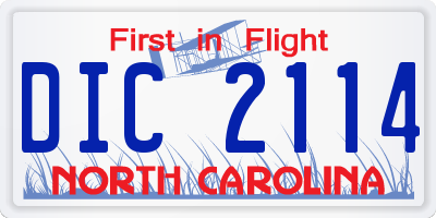 NC license plate DIC2114
