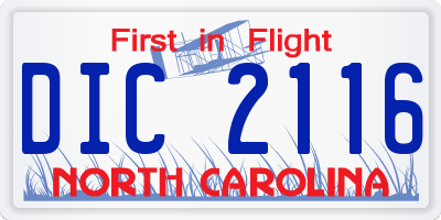 NC license plate DIC2116