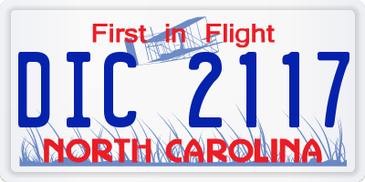 NC license plate DIC2117