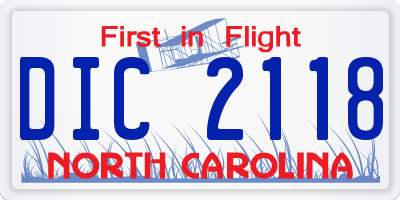 NC license plate DIC2118