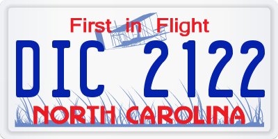 NC license plate DIC2122