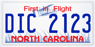NC license plate DIC2123