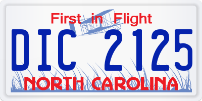 NC license plate DIC2125