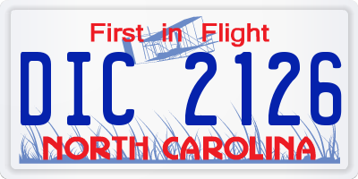 NC license plate DIC2126