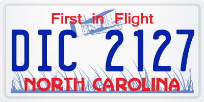 NC license plate DIC2127
