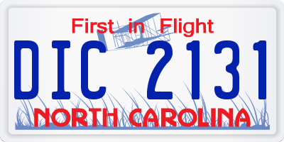 NC license plate DIC2131
