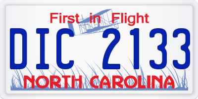 NC license plate DIC2133