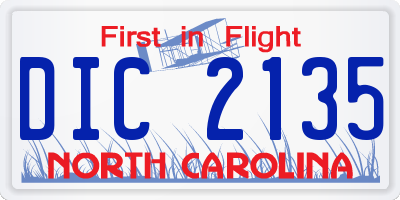 NC license plate DIC2135