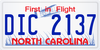 NC license plate DIC2137