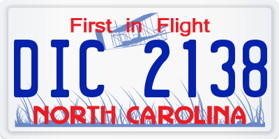 NC license plate DIC2138