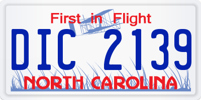 NC license plate DIC2139