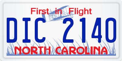 NC license plate DIC2140