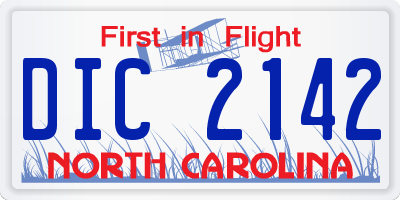 NC license plate DIC2142