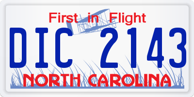 NC license plate DIC2143