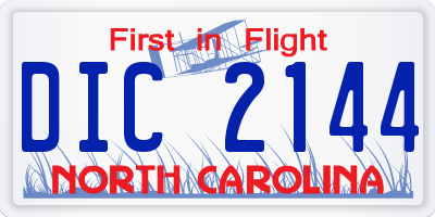 NC license plate DIC2144