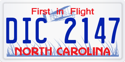 NC license plate DIC2147
