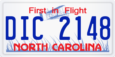 NC license plate DIC2148