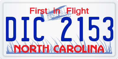 NC license plate DIC2153
