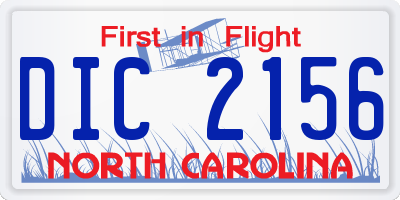 NC license plate DIC2156