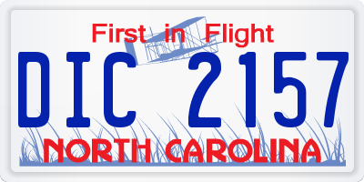 NC license plate DIC2157
