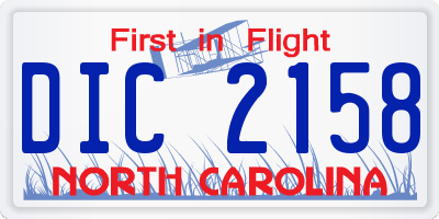NC license plate DIC2158