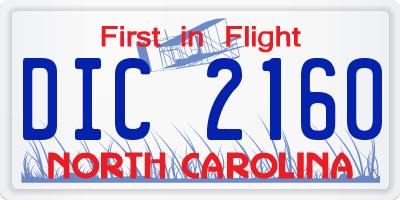 NC license plate DIC2160