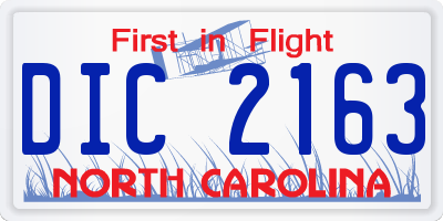 NC license plate DIC2163