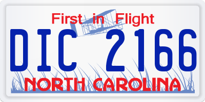 NC license plate DIC2166