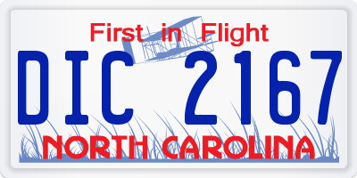 NC license plate DIC2167
