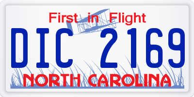 NC license plate DIC2169