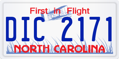 NC license plate DIC2171