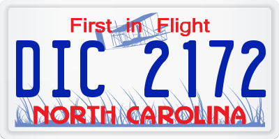 NC license plate DIC2172