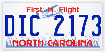 NC license plate DIC2173