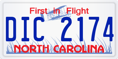 NC license plate DIC2174