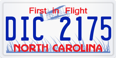 NC license plate DIC2175