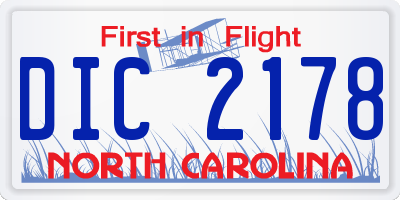 NC license plate DIC2178