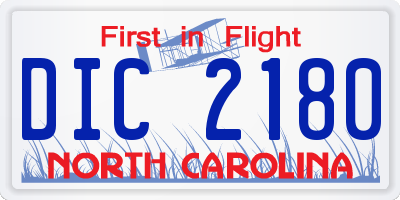 NC license plate DIC2180