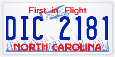 NC license plate DIC2181