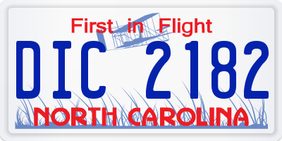 NC license plate DIC2182