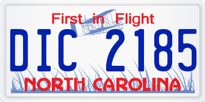 NC license plate DIC2185